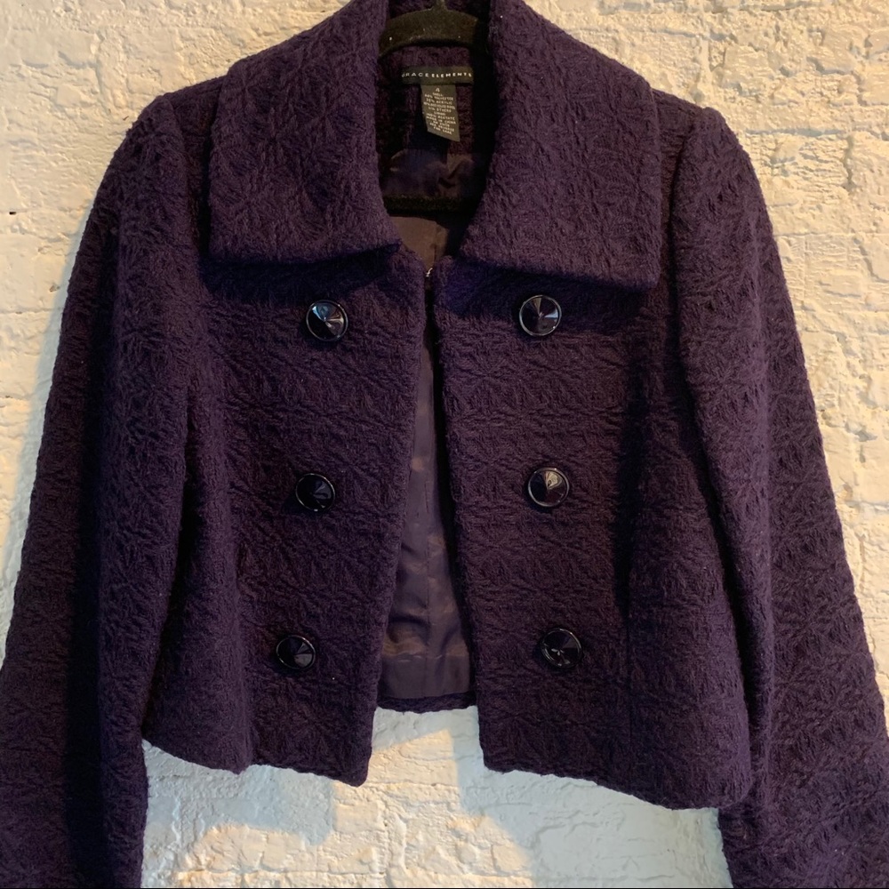 Grace Elements Purple cropped Coat Sz 4